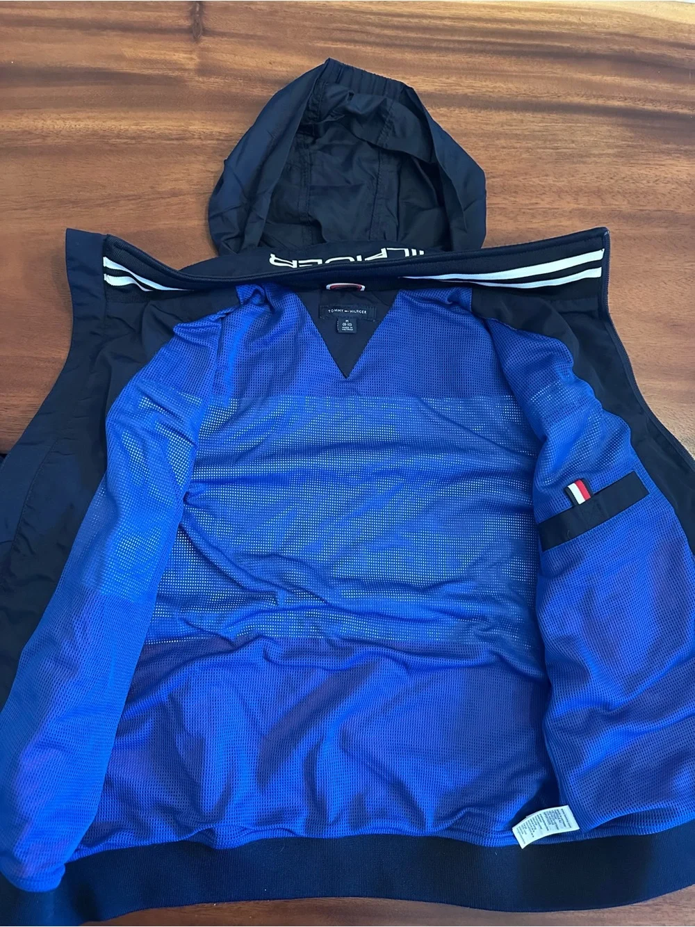 Kids Tommy Hilfiger Blue/White/Red Mesh-Lined Jacket Hidden Hood